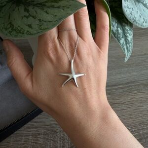Tiffany & Co. 925 Silver Elsa Peretti Large 28mm Starfish Pendant 16" vintage